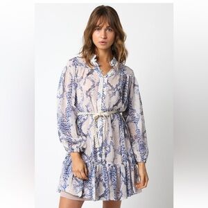 Olivaceous Blue snakeprint long sleeve dress
